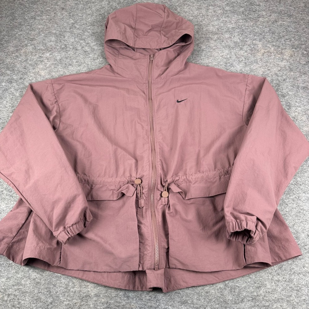 Nike Sportswear Everything Woven Jacket Full Zip Hooded Pink Womens Large L - Picture 2 of 11